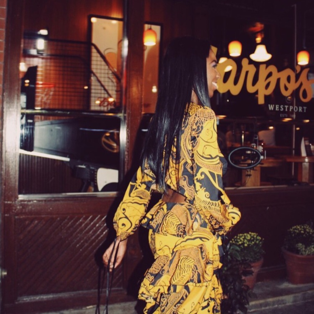 Long sleeve patterned maxi dress